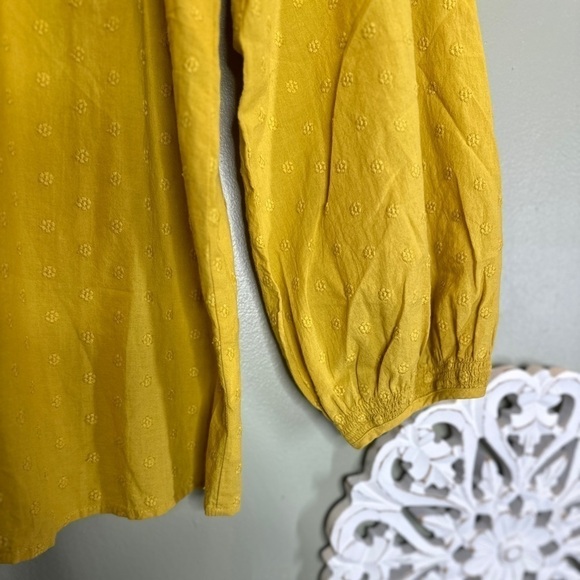 Madewell Peasant Style Button Down Mustard Smocked Long Sleeve - Picture 4 of 8